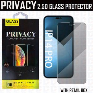 2,5D Protetor de tela de vidro temperado de privacidade para iPhone14 iPhone 14 13 12 11 Pro Max 6 7 8 Plus Anti-Spy Protectity Glass com caixa de varejo