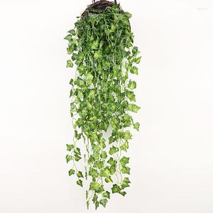 Flores decorativas de 90 cm de plantas verdes artificiais penduradas folhas de hera de rabanete de algas marinhas de videira falsa da parede da parede da parede da parede