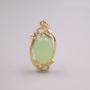 Подвесные ожерелья Real Jade GP 18K Золото покрыто женщинам светло -зеленый драгоценный камень дождевой сплав с серебряным ожерельем 925