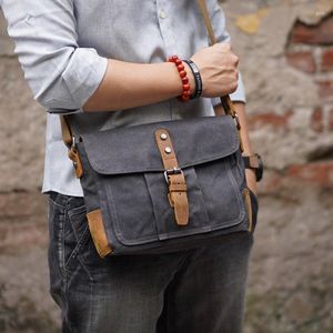 HBP Cross Body Vintage Waxed Canvas Messenger Bag For Men Military Male Travel Crossbody Waterproof Basic Business Briefcase Shoulder Bags