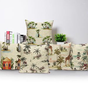 Cushion Tropical Plants Trees Decorative Throw Pillows Cover House Sailboat Print Palm Leaf Green Home Decor Pillowcase