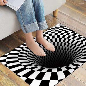 カーペット3D Vortex Illusion Carpet Scary Clown Non-Slip Floorエリアラグ抽象的な幾何学的なプリント光学ホームリビングルームベッドルームドアマット