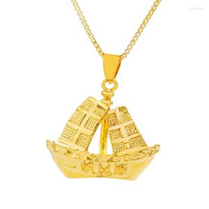 Collane con ciondolo Collana di gioielli a forma di barca Dubai in oro 24 carati Catena maglione da 45 cm per le donne Regalo di nozze per ragazze madri