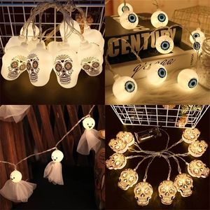 Outros eventos suprimentos de festa criativa Halloween LED String Lights Portable Pumpkin Ghost Skeletons Lights for Home Bar Halloween Party Decors 220829