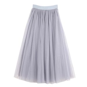 Gonne Vintage Tulle Donna Elastico Vita alta 3 strati Aline Pieghettato Maglia lunga Sposa Tutu Donna Jupe Longue 220829