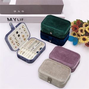 Samt-Schmuckschatulle, tragbare Reise-Aufbewahrungsbox, doppelschichtige Präsentationsboxen für Ohrringe, Ringe, Halsketten, Armbänder