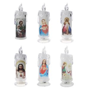 Velas Jesus Virgem Cristo Candle L￢mpada Rom￢ntica TEALIGHT ELETRONAL LED LED LED LUZ DE DEVOCONAￇￃO Decora￧￣o religiosa 220829
