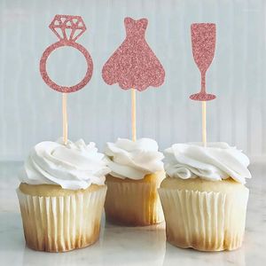 Feestelijke benodigdheden 1set bruid om cake cupcake toppers te zijn 3D diamanten ring trouwjurk voor verloving bruids douche vrijgezellenfeestje