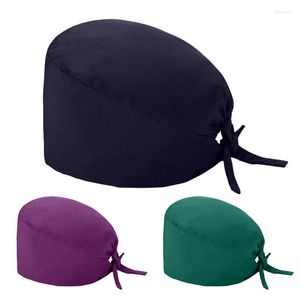 BERETS 3PCS unisex Solid Scrubs Caps Pet Grooming Agency Work Beauty Hats Lab Nursing Cap för kvinnor och män #T2P