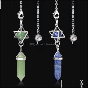 Pendant Necklaces Natural Stone Hexagonal Column Pendum For Dowsing Wicca Pointed Crystal Pillar Simple Pendums Reiki Pe Dhseller2010 Dhdt6