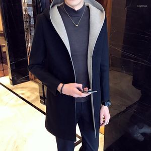 Männer Trenchcoats Herbst und Winter lange Windjacke männliche koreanische Version von Wollmantel Flut Männer Slim Body Verdickung Jugend