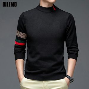 Suéter dos homens Top Grade New Autum Inverno Metade Mens Turtleneck Designer Marca de Moda Pulôver Cardigans Polo Masculino Malha Hoodie 37