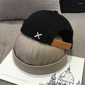 Ballkappen Vintage Dome Hut Herren Einfarbig Samt Mützen Für Männer Docker Sailor Crimpen Brimless Schädel Lässige Hip Hop Cap