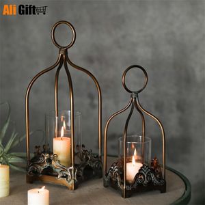 Altri articoli per feste per eventi Retro portacandele in ferro battuto Hollow Hanging Bird Cage Lanterna da sposa Decorazione domestica Candele Tavolo da pranzo Decor 220829