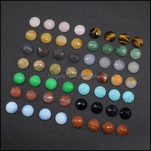 Stone 16mm platt rygg diverse lös sten fasetterad rundform hytt cabochons pärlor för smycken gör grossist drop deliv dhseller2010 dhlcm