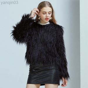 Women's fur Zadorin New Fashion Bohemian Fluffy Winter Women Tops Boho Faux Jacket Fur Coat Manteau Femme Hiver L220829