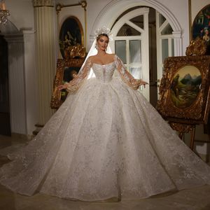 Princess Ball Dontructes Bateau Long Sleeves exens equins healsed stuffles fruffles 3d lace length dongling farmling bridals plus size rets de soiree