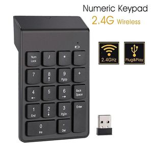 Cabos de computador 2.4GHz Teclado sem fio Mini USB Numeric Keypad Numpad 18 Número de chaves para laptop