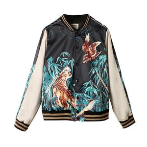 Heren Jackets Jacket Men Women Tiger Eagle Print zoals Silk Yokosuka Souvenir Coat Sukajan Streetwear Autumn Clothing Girls2125