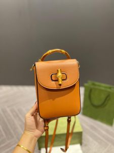 Designer Backpack Classic Solid Color Plaid Letter Padr￣o de telefone celular bolsa de bambu bolsas de al￧a de ombro ajust￡vel Mini Messenger Bags 19cm