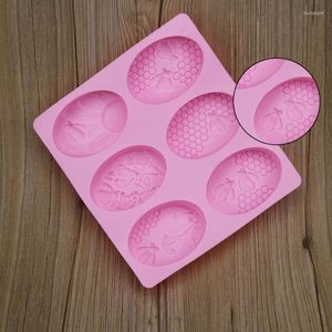 Baking Moulds 3D Honey Bee Silicone Soap Mold Handmade Craft DIY Oval Rectangular 6 Shapes Molds For Making