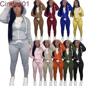 Tute da donna Completi Autunno Inverno Solid Slim Hooded Streetwear Set di due pezzi con coulisse