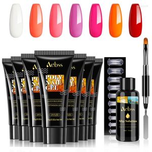 Kit per nail art AUBSS 4pcs Poly Extension Gel Set per un kit UV professionista di un chiodi falsi rapidi