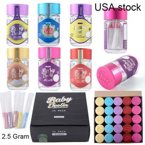 USA Stock Baby Jeeter Infused Glass Jars Bag Prerolls Pack Accessories Grams Empty Clear Food Grade Tempered Jars Tobacco Containers