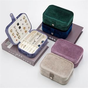 Samt-Schmuckschatulle, tragbare Reise-Aufbewahrungsbox, doppelschichtige Geschenk-Display-Boxen für Ohrringe, Ringe, Halsketten, Armbänder