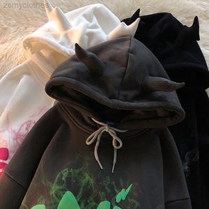 Женские толстовки Y2k, осень 2022, новый пуловер с капюшоном в стиле Харадзюку с буквенным принтом, винтажная готическая эстетическая толстовка с капюшоном