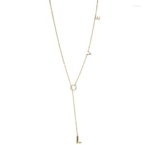 チェーン最高品質のラリアットラブネックレスゴールドカラーL O V EレターリンクチェーンDainty Minimal Girl Women Gift 925 Sterling Silver Jewelry