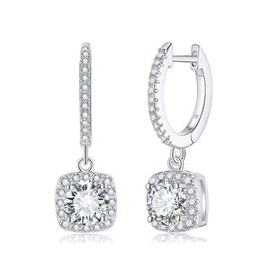 Moissanite Drop Huggie Earrings Wedding Jewelry Women Earring 18K Gold Plated 925 Sterling Silver