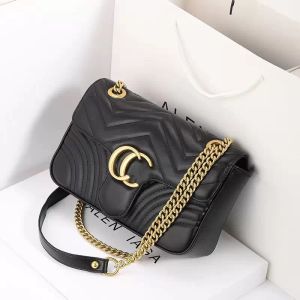 Moda de alta qualidade bolsa de ombro feminina couro PU ouro prata e tira corrente bolsa crossbody bolsa mensageiro bolsa feminina carteira 6 cores m1732