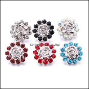 CLASPS HOODS Rhinestone Gadget 18mm Snap Button Clasp Flower Charms f￶r Snaps Diy Jewelry Finds Leverant￶rer Gift Drop Dhseller2010 Dhakv