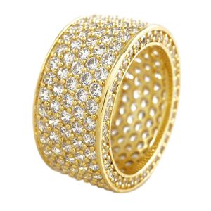 Bandringen 18K Gold vergulde 11 mm Eeuwigheid Wedding Bands Iced Cubic Zirconia Fashion Jewelry verlovingsring Ameno