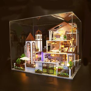 Architektura DIY HOUSE Ręcznie robione dla dzieci Doll 44 cm Zestaw do stołu z piaskiem kreatywności L901 Miniatury Villa Toy DIY Miniature Dollhouse Furniture Miniatuura 220829