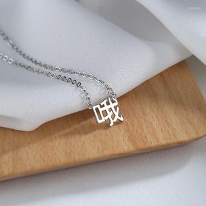 Łańcuchy Oh Chińska postać Wisianek Naszyjnik ze stali nierdzewnej geometryczne kobiety proste męskie łańcuch biżuterii