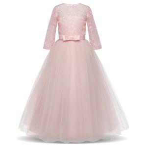 Blumenmädchen Hochzeit Bankett Spitze Langes Kleid für Kinder elegant geschwollen