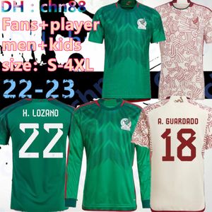 プレーヤーバージョンファン2022 メキシコサッカージャージーグリーンナショナルコパアメリカ1912 チチャリトロザノガーガードカルロスベララウルメンズキッズ女性サッカーシャツ