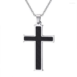 Pendant Necklaces Black Smooth Cross Stainless Steel Womens Mens Crucifix Chain Christmas Gift