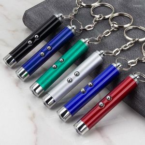 Cat Toys 2 i 1 mini Keychain Laser Pointer Interactive Red Light LED Torch Training 4MW Chaser Fun Toy Pen