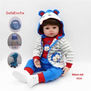 47cm赤ちゃんのおもちゃ人形ソフトシリコンビニールBebe Reborne Menino Dolls Toys House Play Child Holiday Gift Lol Q0910215Z