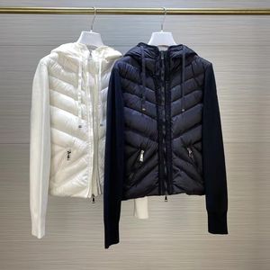 디자이너 여성 다운 재킷 수 놓은 편지 배지 능 직물 니트 재킷 패션 지퍼 탑 의류