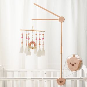 Mobiles 1Pc born Wooden Bed Bell Bracket Set Hanging Rattles Toys Hanger Baby Crib Toy Holder Arm Bear 220829