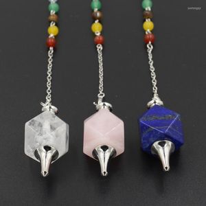 Anhänger Halsketten 7 Chakra Stein Perlen Geometrische Anhänger Reiki Hypnose Pendel Kette Charms Heilung Amulett Mode Schmuck Großhandel