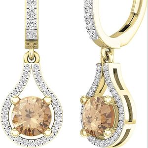 Lampadario penzolante Collezione Dazzlingrock 5,5 mm gemma rotonda diamante bianco da donna orecchini a goccia pendenti con cornice a goccia 220829
