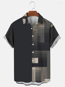メンズカジュアルシャツ2022夏時間ハラジュクメンズプリントハワイアンホリデービーチの服のトップス
