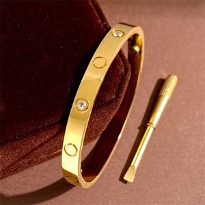 Charm-Armbänder Love Screw-Armband Designer-Armbänder Luxusschmuck Damen-Armreif Klassisch Titanstahllegierung Vergoldet Handwerksfarben Gold Silber Rose Niemals