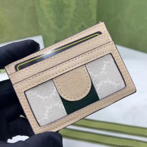 Fashion Card Holders Ladies wallets Classic Ophidia Apricot Card Holder Red Green Ribbon Striped Wallet Men's Designer Luxury Coin Pouch 4503