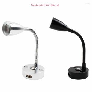 Lâmpada de parede RV RV LED LEITURA LIGHT DC12V B/S FLEXIBLE TOQUEM RUMP